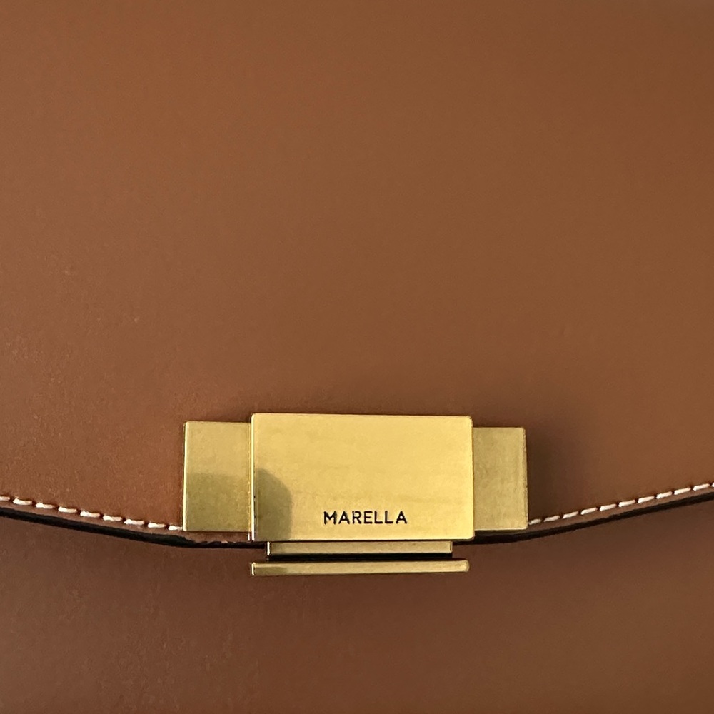 Marella Brown Italian Leather Crossbody Bag - Picture 4 of 9